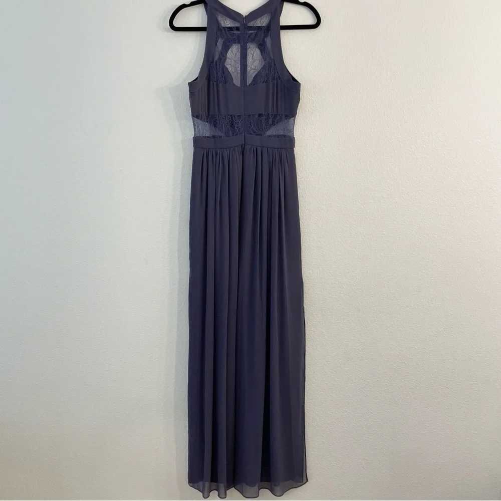 New BCBGeneration Lace Halter Long Maxi Dress Size 4 Purple Bridesmaid Prom. - Picture 2 of 12